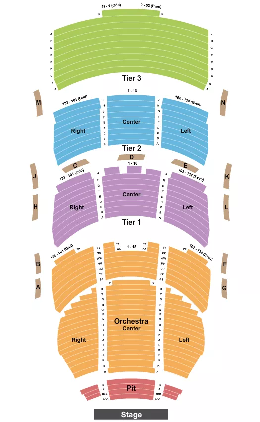 GEORGE S AND DOLORES DORE ECCLES THEATER ENDSTAGE PIT Seating Map Seating Chart