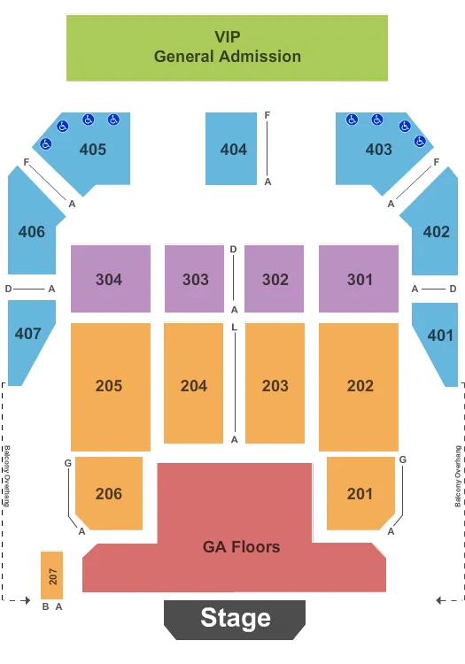 HORSESHOE CASINOS BLUESVILLE END STAGE GA Seating Map Seating Chart