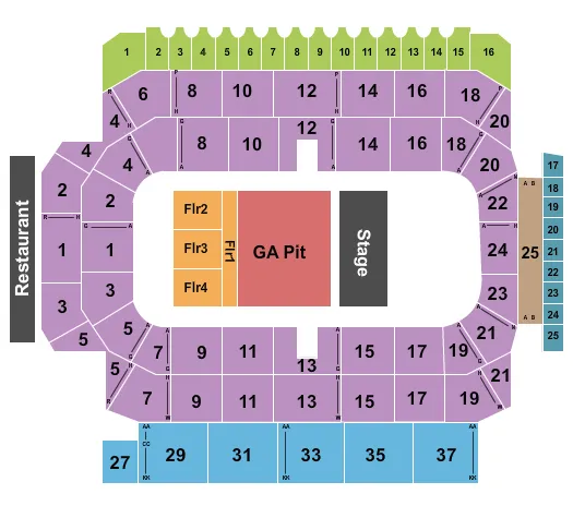 ENDSTAGE GA PIT Seating Map Seating Chart