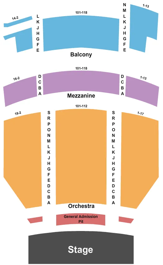 END STAGE GA PIT Seating Map Seating Chart