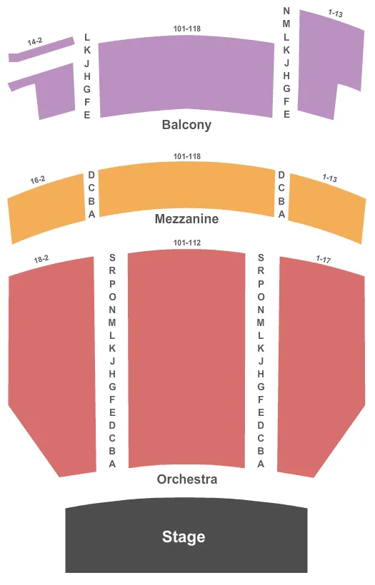 END STAGE Seating Map Seating Chart