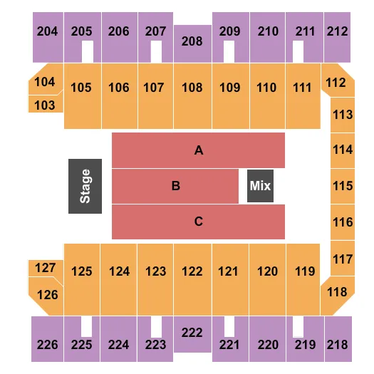 MACON CENTREPLEX COLISEUM ENDSTAGE 2 Seating Map Seating Chart