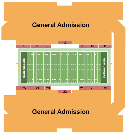 MACON CENTREPLEX COLISEUM FOOTBALL Seating Map Seating Chart