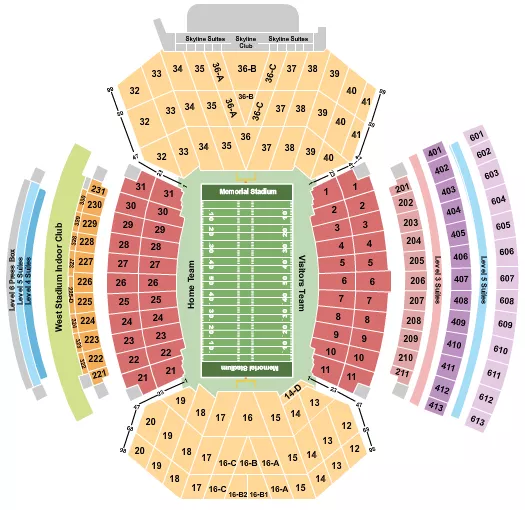 MEMORIAL STADIUM NE FOOTBALL Seating Map Seating Chart