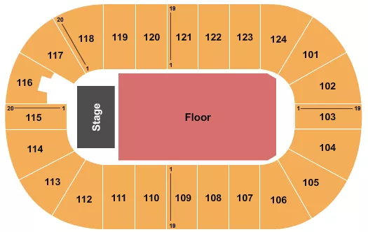 MARY BROWNS CENTRE ENDSTAGE GA FLOOR Seating Map Seating Chart