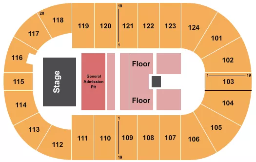MARY BROWNS CENTRE ENDSTAGE GA PIT Seating Map Seating Chart