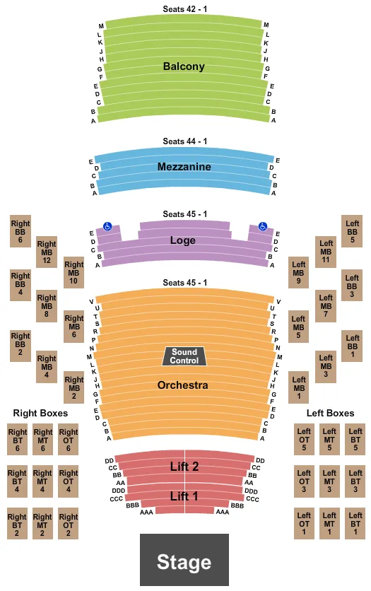 ENDSTAGE R L BOXES Seating Map Seating Chart