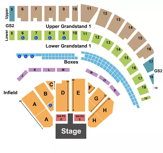 ENDSTAGE W GA PIT DE Seating Map Seating Chart