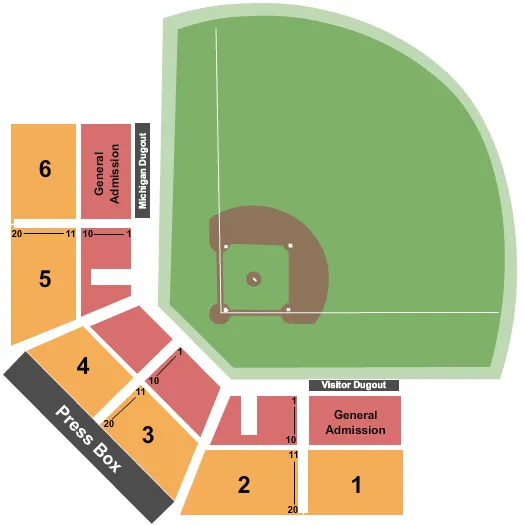 BASEBALL Seating Map Seating Chart