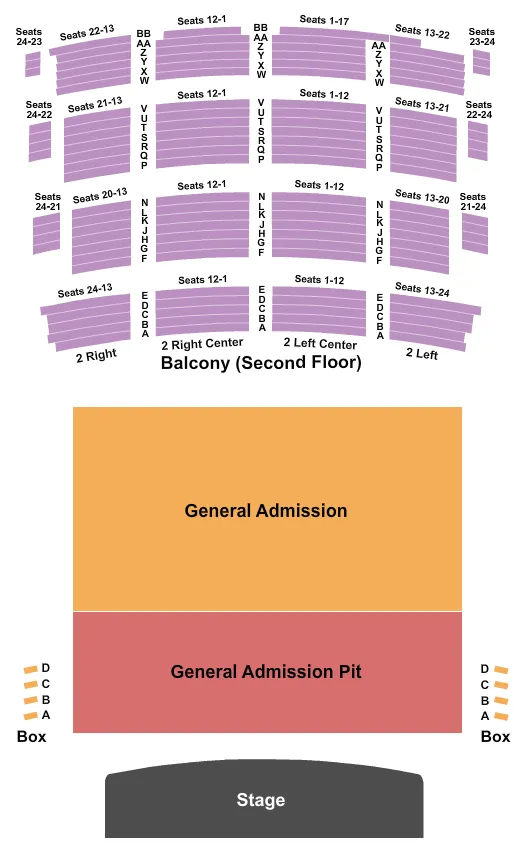 RIVERSIDE THEATER WI ENDSTAGE GA Seating Map Seating Chart