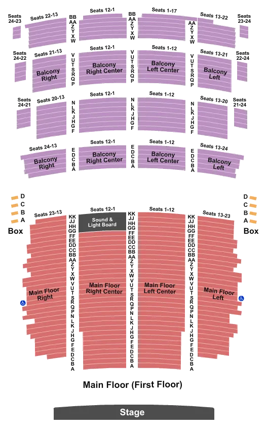 RIVERSIDE THEATER WI END STAGE Seating Map Seating Chart