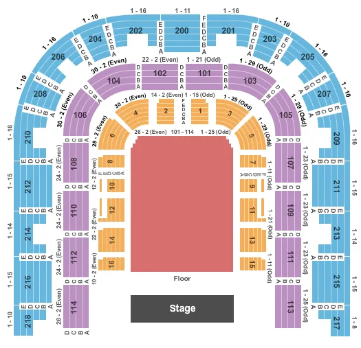 ENDSTAGE GA FLR Seating Map Seating Chart