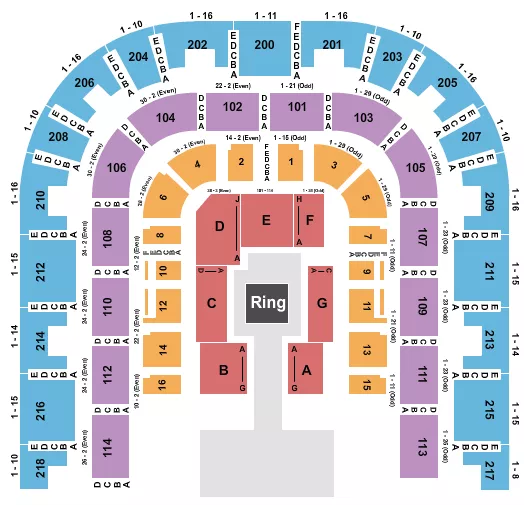 WRESTLING AEW Seating Map Seating Chart