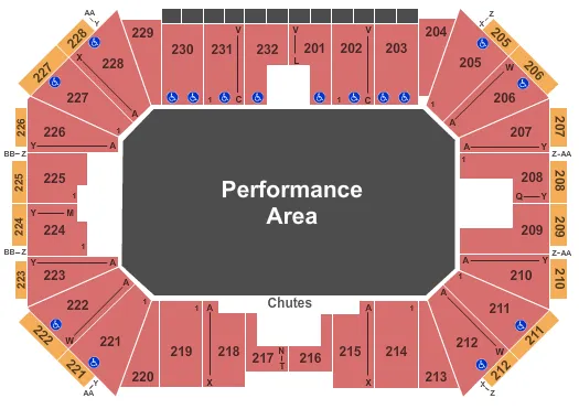 RAM NATIONAL CIRCUIT FINALS RODEO Seating Map Seating Chart