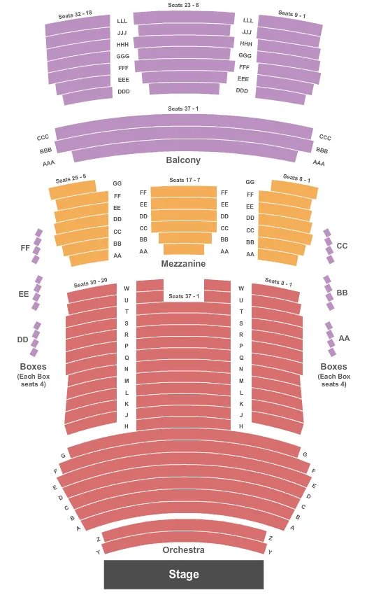 END STAGE Seating Map Seating Chart