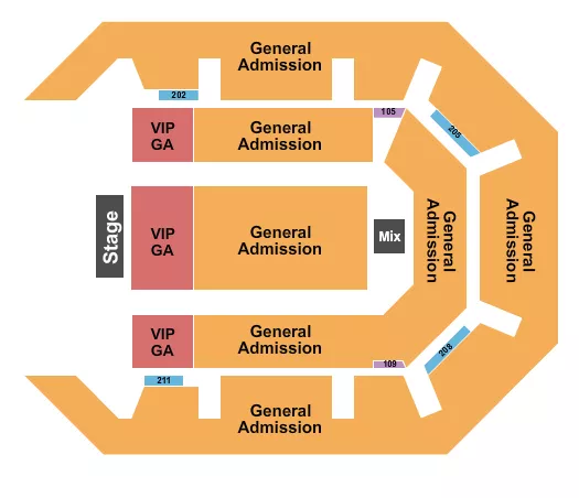 ENDSTAGE VIP GA 2 Seating Map Seating Chart