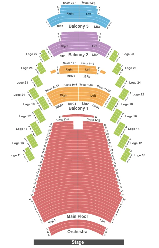 END STAGE Seating Map Seating Chart