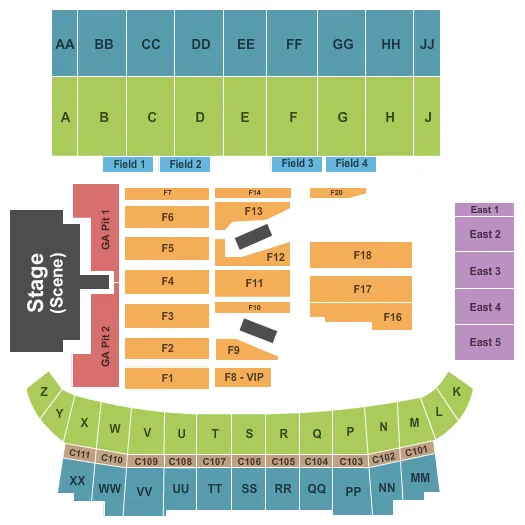 GUNS N ROSES Seating Map Seating Chart