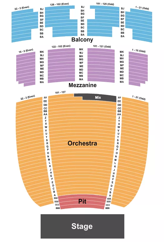 THE PLAZA THEATRE EL PASO ENDSTAGE 2 Seating Map Seating Chart