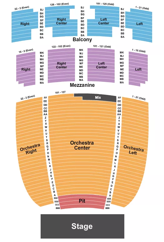 THE PLAZA THEATRE EL PASO ENDSTAGE Seating Map Seating Chart