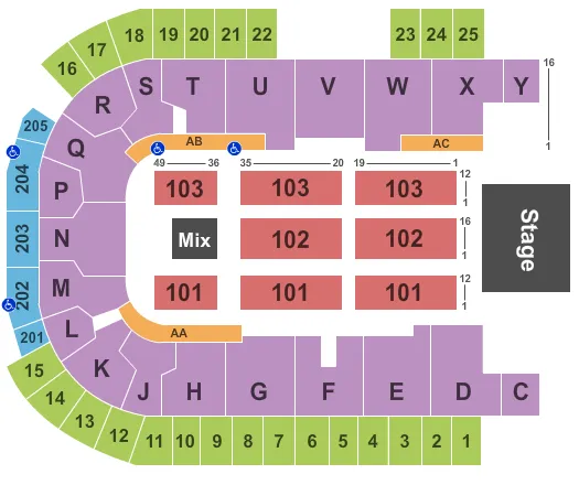 END STAGE Seating Map Seating Chart