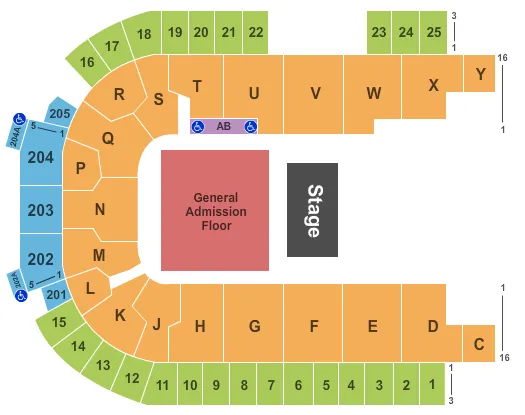 HALFHOUSE GA FLOOR Seating Map Seating Chart