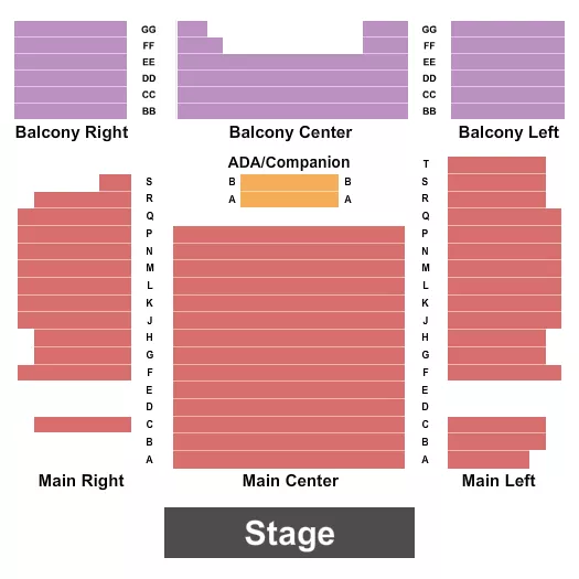 END STAGE Seating Map Seating Chart