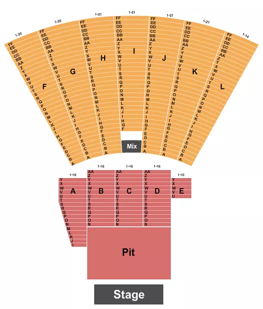 END STAGE PIT Seating Map Seating Chart
