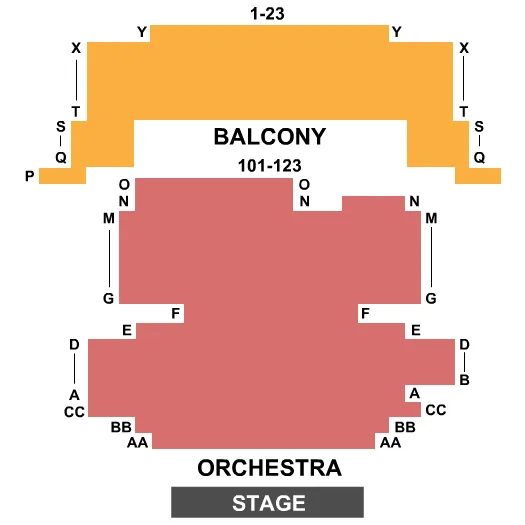 TOWER THEATRE OR END STAGE Seating Map Seating Chart