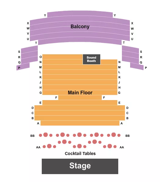 TOWER THEATRE OR ENDSTAGE W TABLES Seating Map Seating Chart