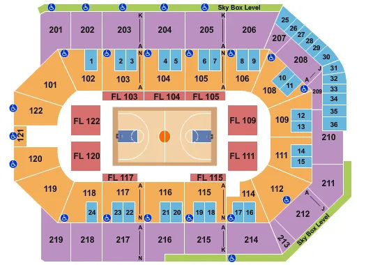 TOYOTA ARENA ONTARIO BASKETBALL Seating Map Seating Chart
