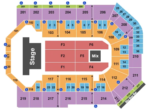 TOYOTA ARENA ONTARIO ENDSTAGE 1 Seating Map Seating Chart