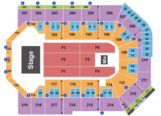 TOYOTA ARENA ONTARIO ENDSTAGE 3 Seating Map Seating Chart