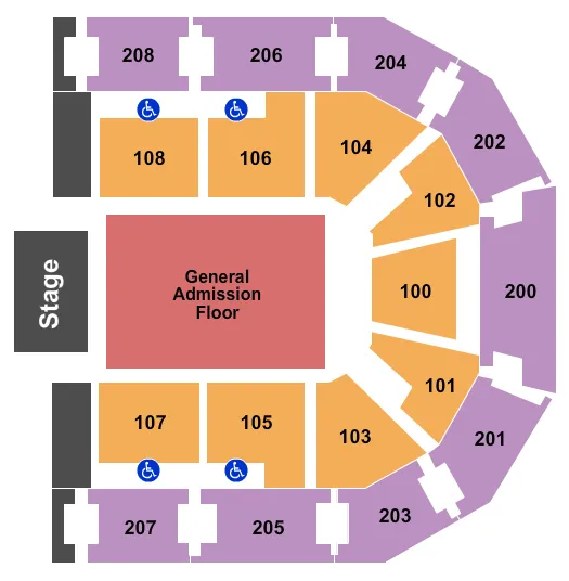 CHESAPEAKE EMPLOYERS INSURANCE ARENA ENDSTAGE GA FLOOR Seating Map Seating Chart