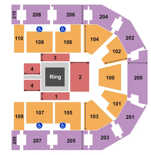 CHESAPEAKE EMPLOYERS INSURANCE ARENA WRESTLING Seating Map Seating Chart