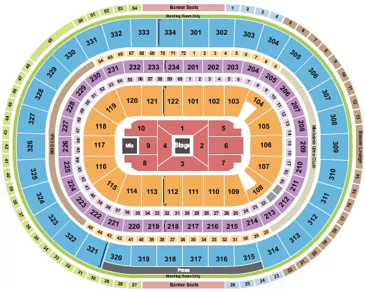 CENTER STAGE 1 Seating Map Seating Chart