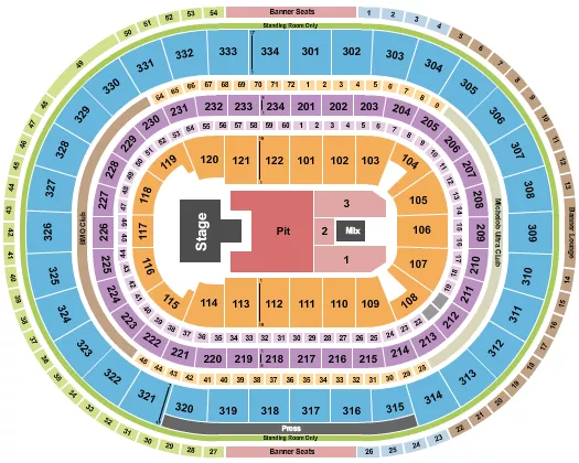 ENDSTAGE PIT W CATWALK Seating Map Seating Chart