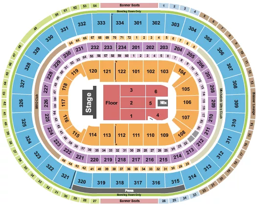 ENDSTAGE GA RSVD FLR Seating Map Seating Chart