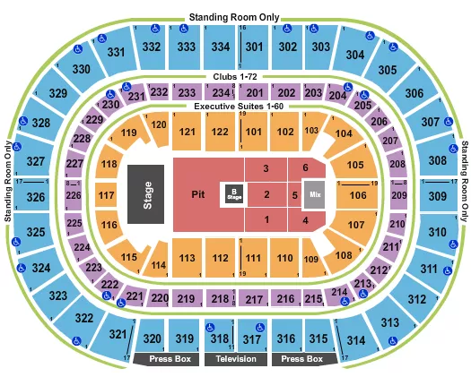 NINE INCH NAILS Seating Map Seating Chart