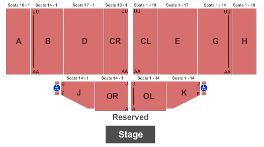 WAR MEMORIAL AUDITORIUM FL END STAGE Seating Map Seating Chart