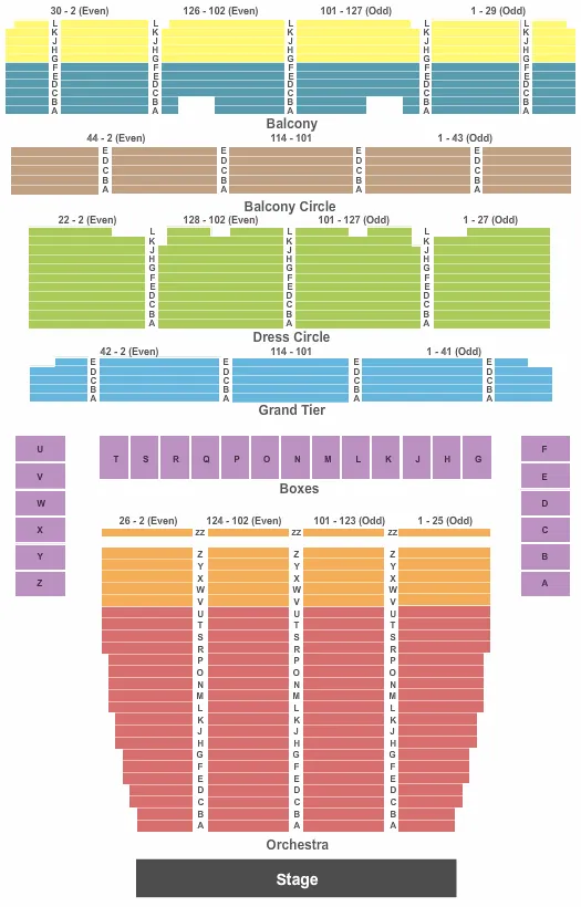 END STAGE Seating Map Seating Chart