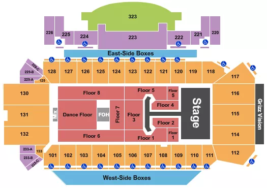 WASHINGTON GRIZZLY STADIUM PINK Seating Map Seating Chart