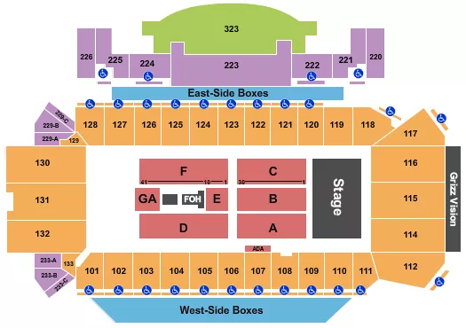 WASHINGTON GRIZZLY STADIUM SHANIA TWAIN Seating Map Seating Chart