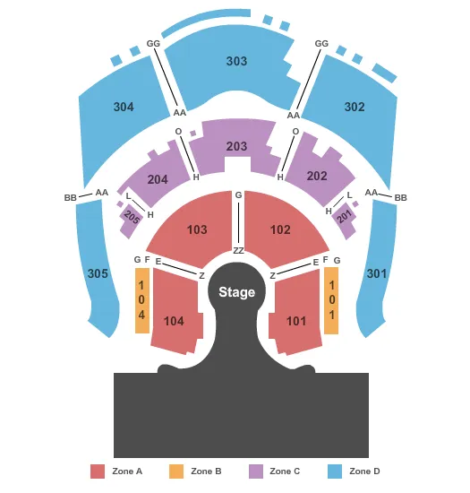 NEW YORK NEW YORK THEATER NEW YORK HOTEL CASINO ZUMANITY INT ZONE Seating Map Seating Chart